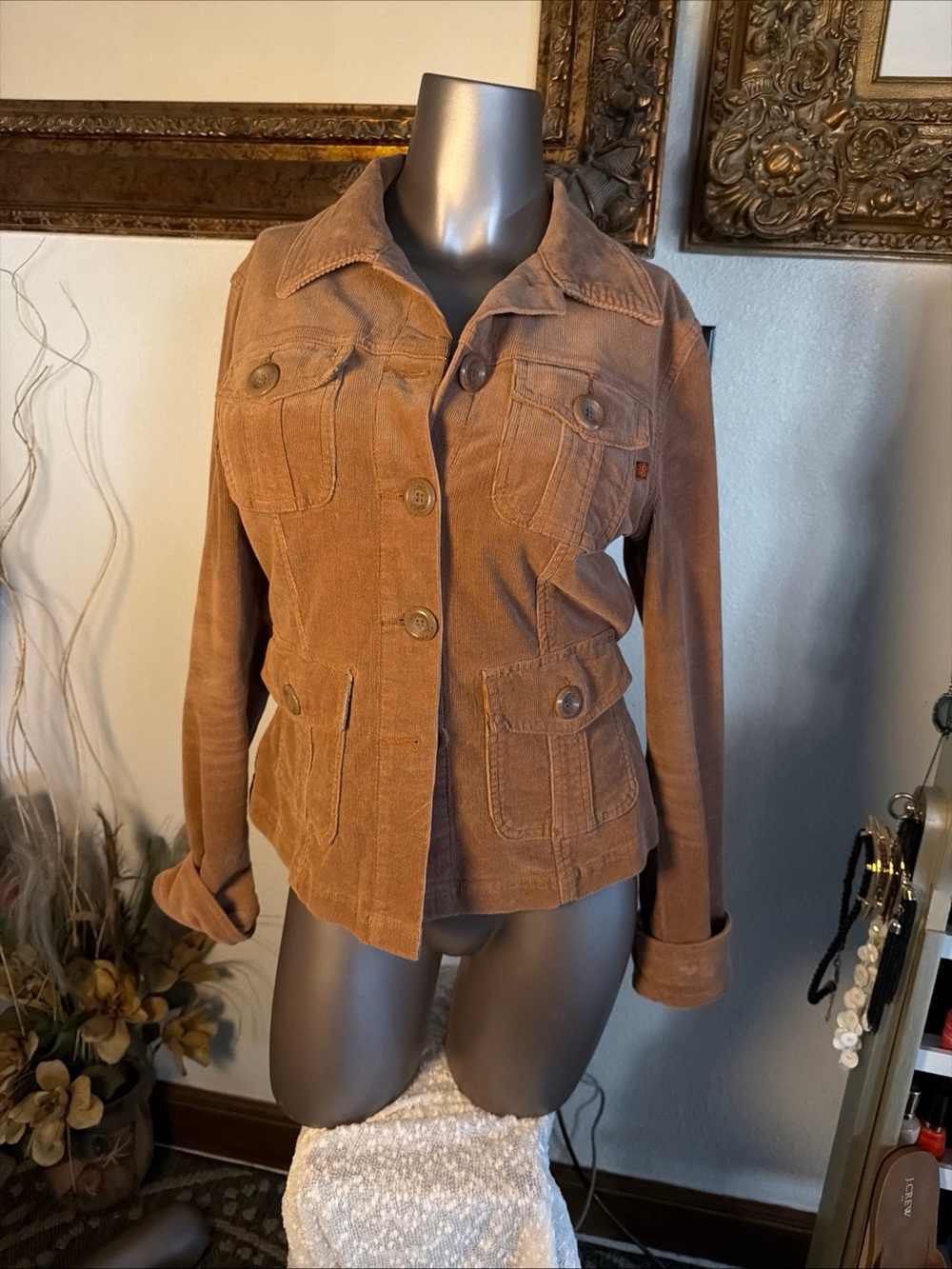 Plugg Corduroy Utility Jacket - Brown size M Vtg y2k